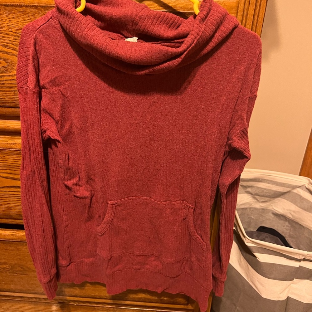 Women's Burgundy Cowl Neck Sweater